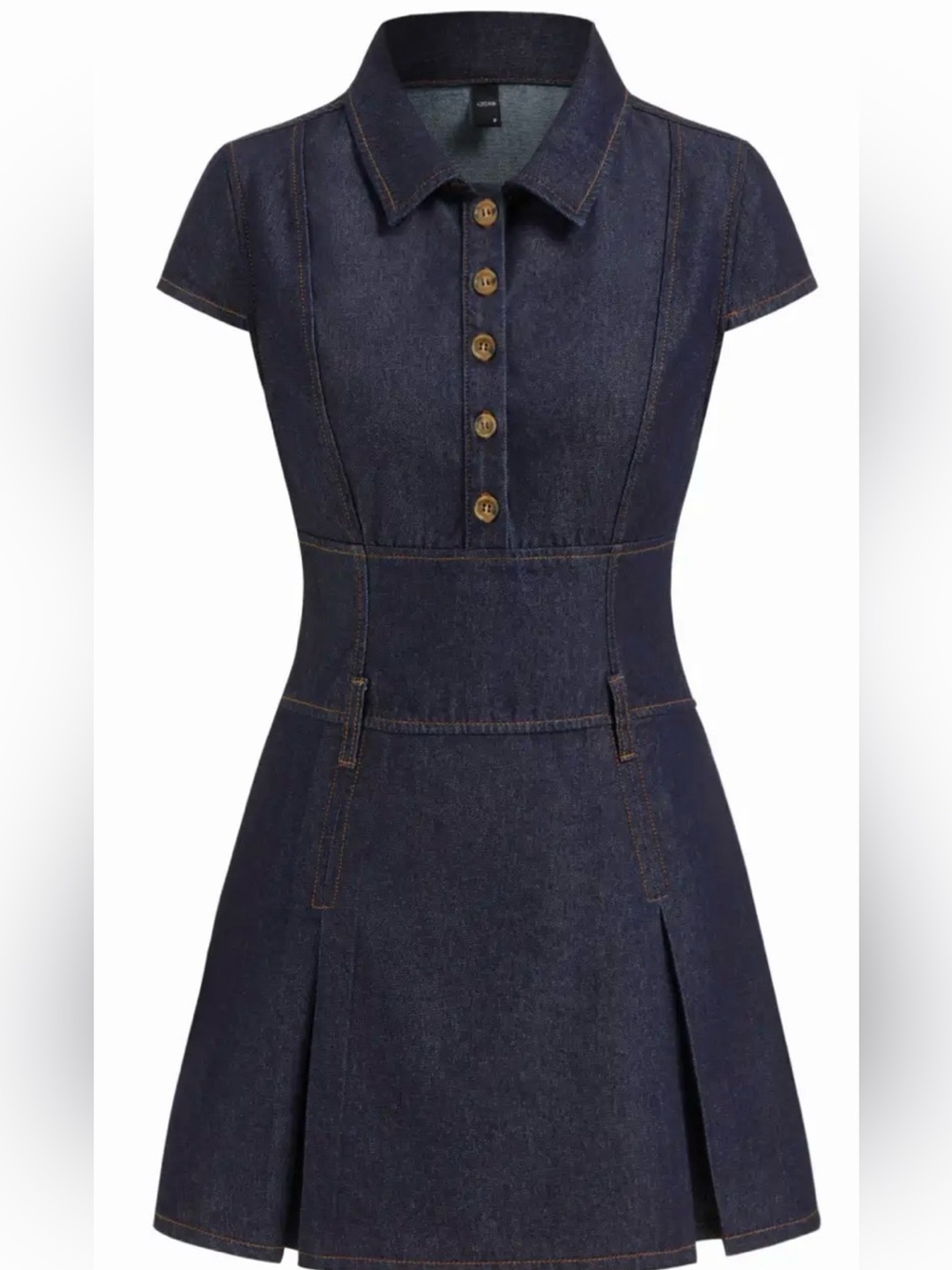 Cider Dark Blue Button-Up Mini Dress